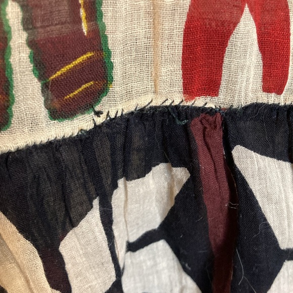 VTG Womens Tiered Maxi Skirt Tribal Elephant Print Tassels Bells Elastic Waist - Picture 7 of 14